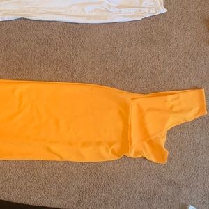 PLT yellow maxi one shoulder dress